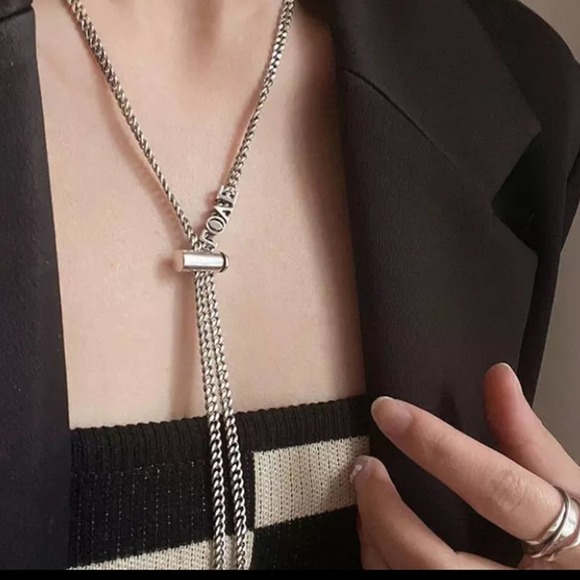 Sterling Silver Love Tassel Necklace Bracelet Matching Set - Picture 2 of 10